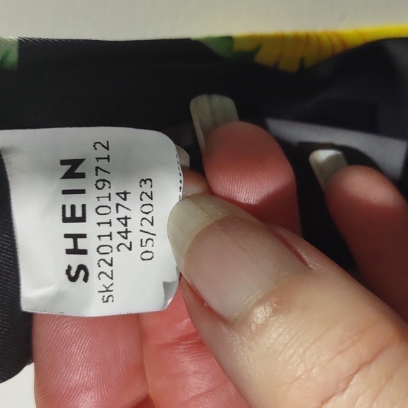 Shein Women's Sunflower Print High-Cut Bikini Bottom Black - Picture 3 of 3